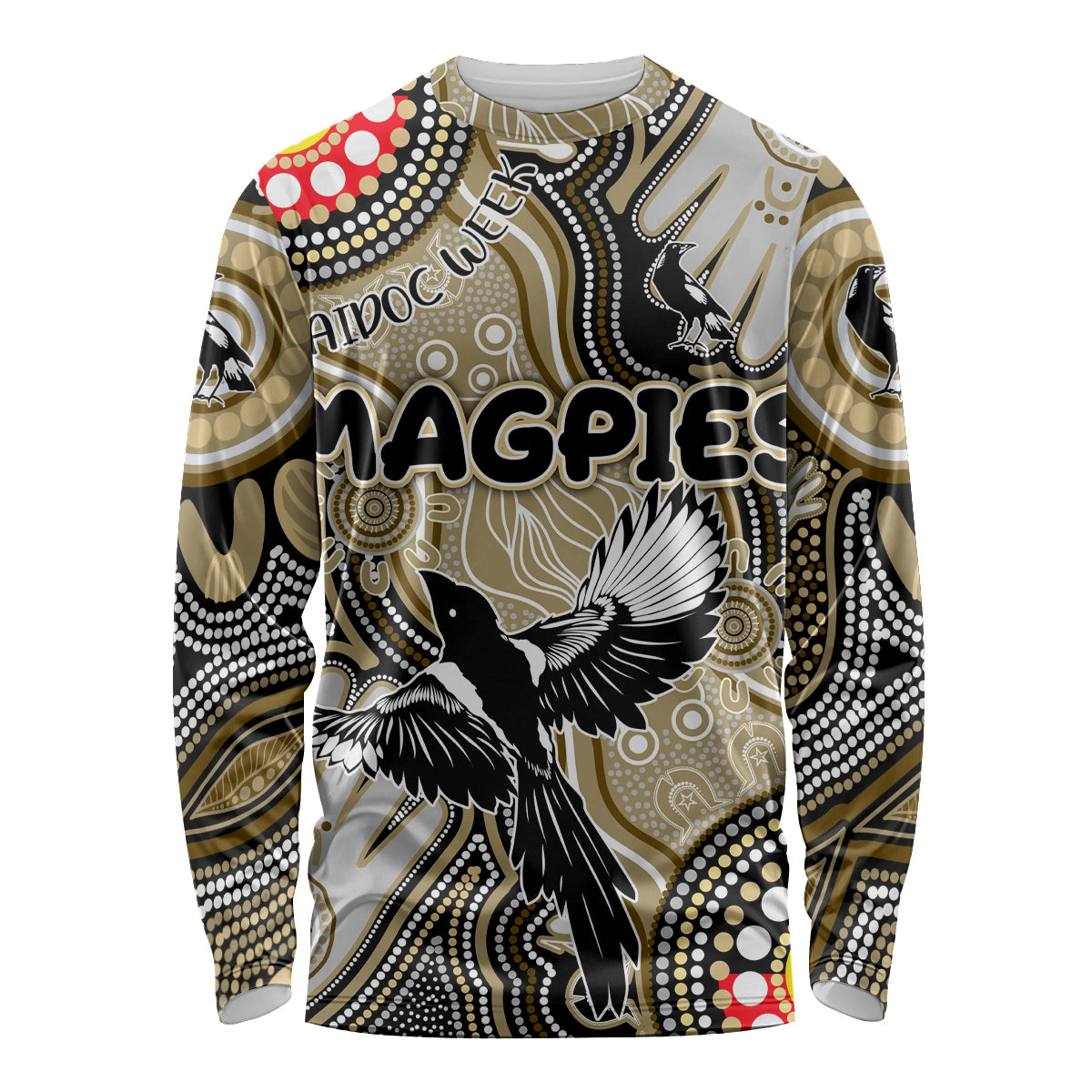Personalised NAIDOC Week 2024 Collingwood Magpies Long Sleeve Shirt Australian Aboriginal Hand Painting