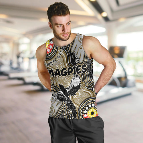 Personalised NAIDOC Week 2024 Collingwood Magpies Men Tank Top Australian Aboriginal Hand Painting