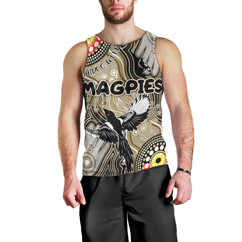 Personalised NAIDOC Week 2024 Collingwood Magpies Men Tank Top Australian Aboriginal Hand Painting