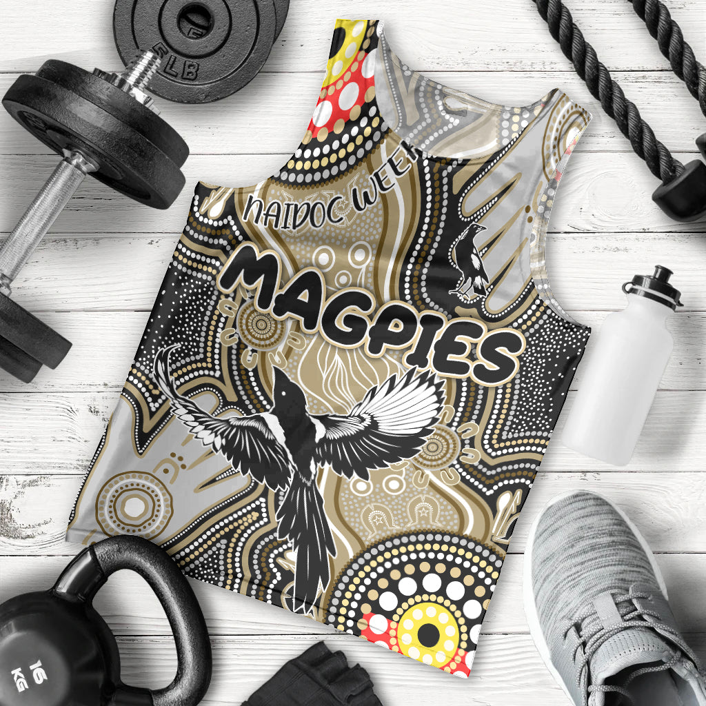 Personalised NAIDOC Week 2024 Collingwood Magpies Men Tank Top Australian Aboriginal Hand Painting