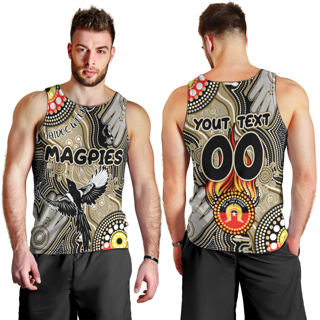 Personalised NAIDOC Week 2024 Collingwood Magpies Men Tank Top Australian Aboriginal Hand Painting