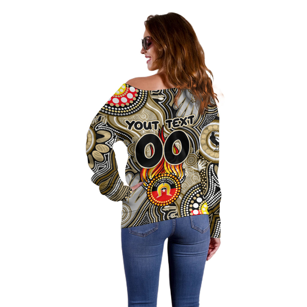 Personalised NAIDOC Week 2024 Collingwood Magpies Off Shoulder Sweater Australian Aboriginal Hand Painting