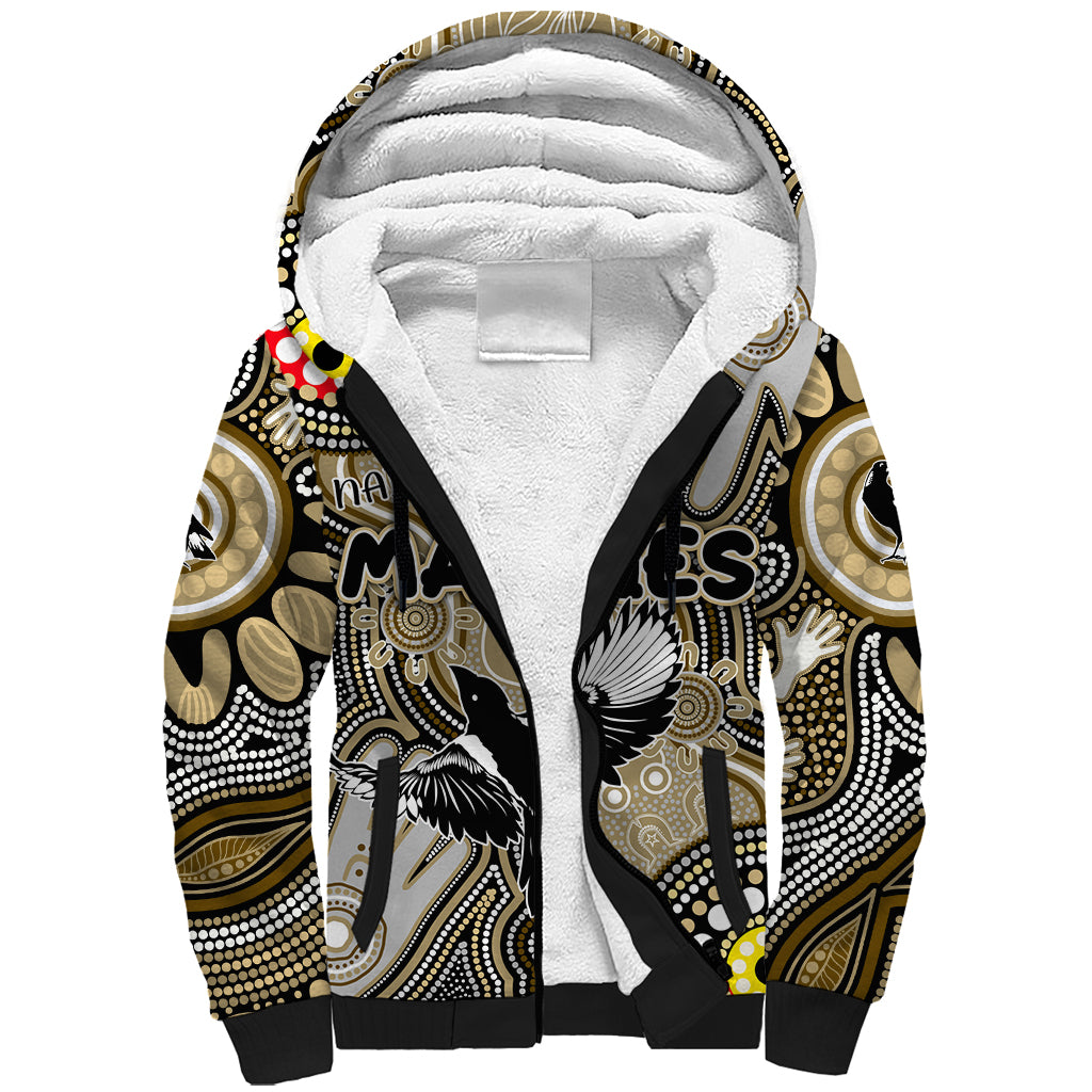 Personalised NAIDOC Week 2024 Collingwood Magpies Sherpa Hoodie Australian Aboriginal Hand Painting
