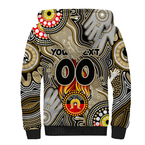 Personalised NAIDOC Week 2024 Collingwood Magpies Sherpa Hoodie Australian Aboriginal Hand Painting