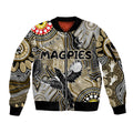 Personalised NAIDOC Week 2024 Collingwood Magpies Sleeve Zip Bomber Jacket Australian Aboriginal Hand Painting