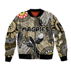 Personalised NAIDOC Week 2024 Collingwood Magpies Sleeve Zip Bomber Jacket Australian Aboriginal Hand Painting