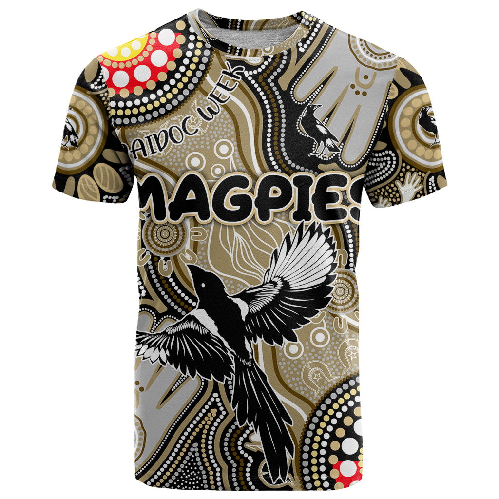 Personalised NAIDOC Week 2024 Collingwood Magpies T Shirt Australian Aboriginal Hand Painting