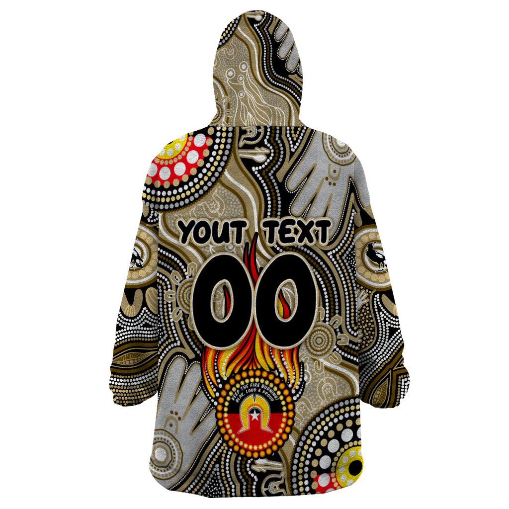 Personalised NAIDOC Week 2024 Collingwood Magpies Wearable Blanket Hoodie Australian Aboriginal Hand Painting