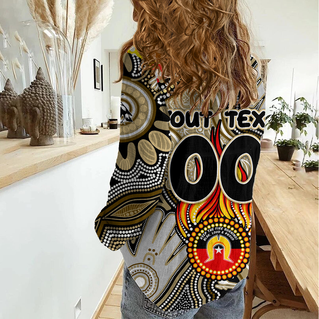 Personalised NAIDOC Week 2024 Collingwood Magpies Women Casual Shirt Australian Aboriginal Hand Painting