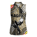 Personalised NAIDOC Week 2024 Collingwood Magpies Women Sleeveless Polo Shirt Australian Aboriginal Hand Painting
