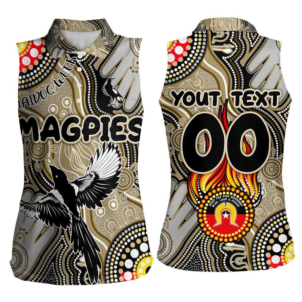 Personalised NAIDOC Week 2024 Collingwood Magpies Women Sleeveless Polo Shirt Australian Aboriginal Hand Painting
