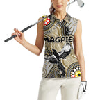 Personalised NAIDOC Week 2024 Collingwood Magpies Women Sleeveless Polo Shirt Australian Aboriginal Hand Painting