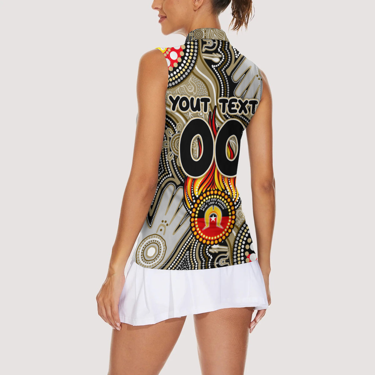 Personalised NAIDOC Week 2024 Collingwood Magpies Women Sleeveless Polo Shirt Australian Aboriginal Hand Painting