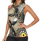 Personalised NAIDOC Week 2024 Collingwood Magpies Women Sleeveless Polo Shirt Australian Aboriginal Hand Painting