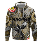 Personalised NAIDOC Week 2024 Collingwood Magpies Zip Hoodie Australian Aboriginal Hand Painting