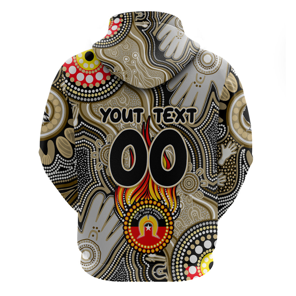 Personalised NAIDOC Week 2024 Collingwood Magpies Zip Hoodie Australian Aboriginal Hand Painting