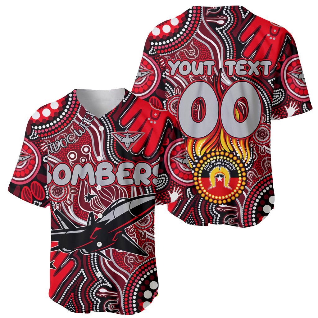 Personalised NAIDOC Week 2024 Essendon Bombers Baseball Jersey Australian Aboriginal Hand Painting