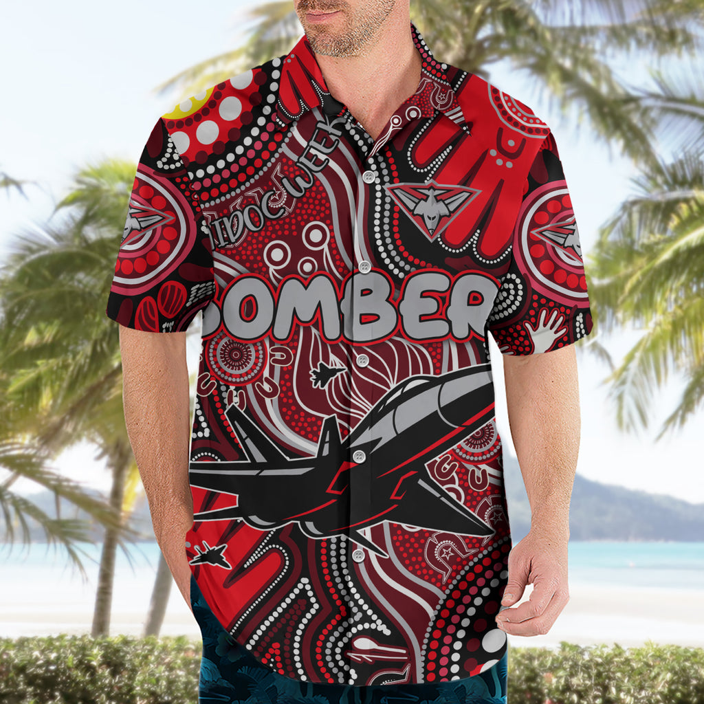 Personalised NAIDOC Week 2024 Essendon Bombers Hawaiian Shirt Australian Aboriginal Hand Painting