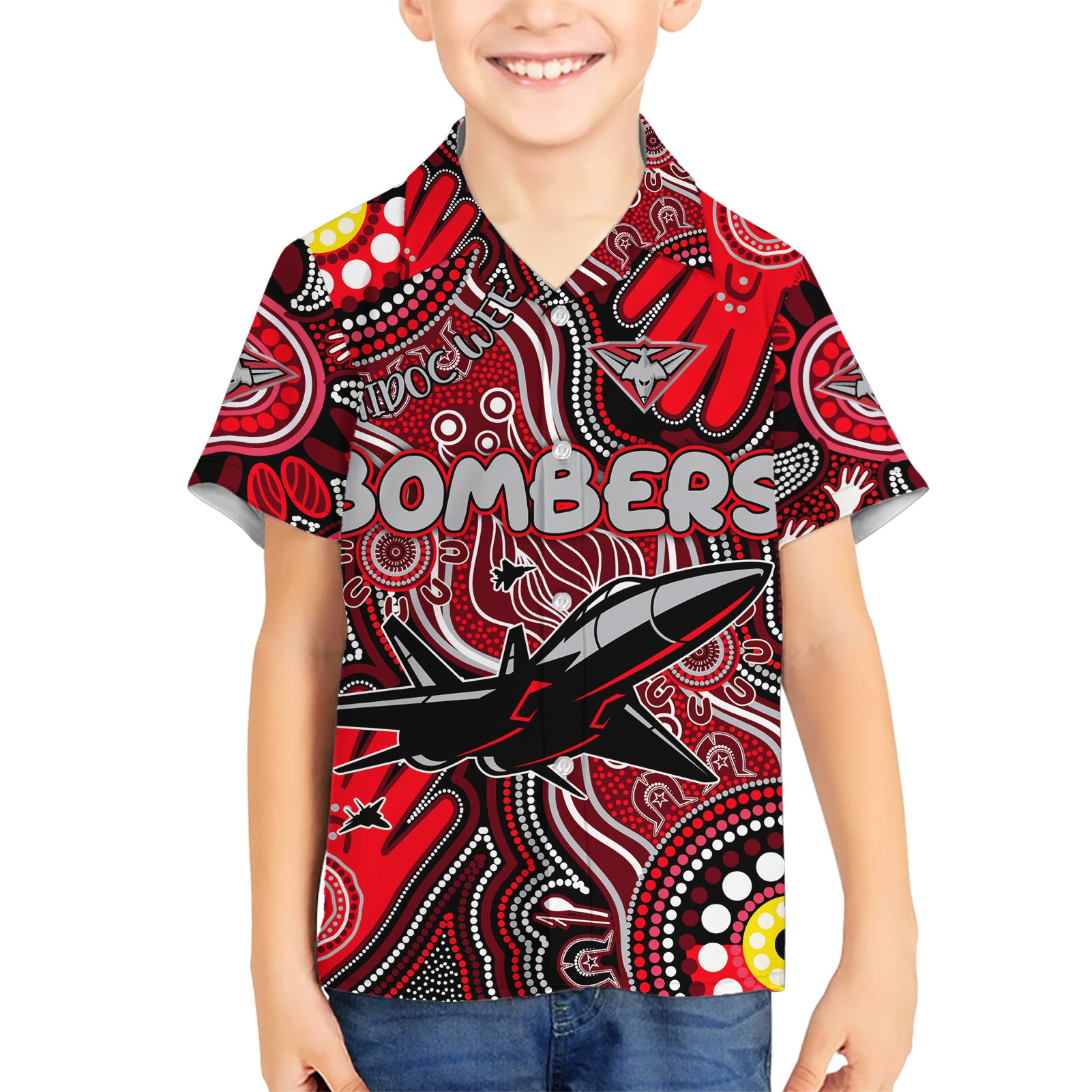 Personalised NAIDOC Week 2024 Essendon Bombers Hawaiian Shirt Australian Aboriginal Hand Painting