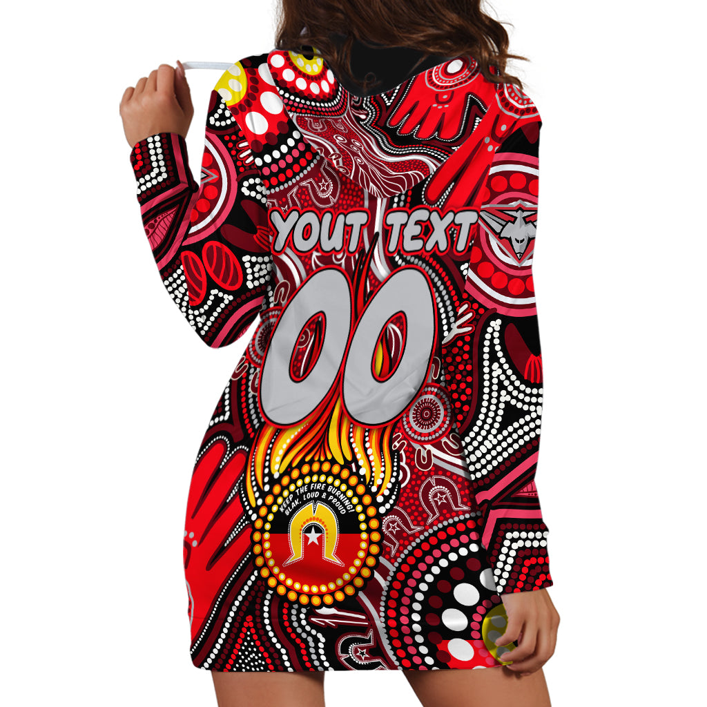 Personalised NAIDOC Week 2024 Essendon Bombers Hoodie Dress Australian Aboriginal Hand Painting