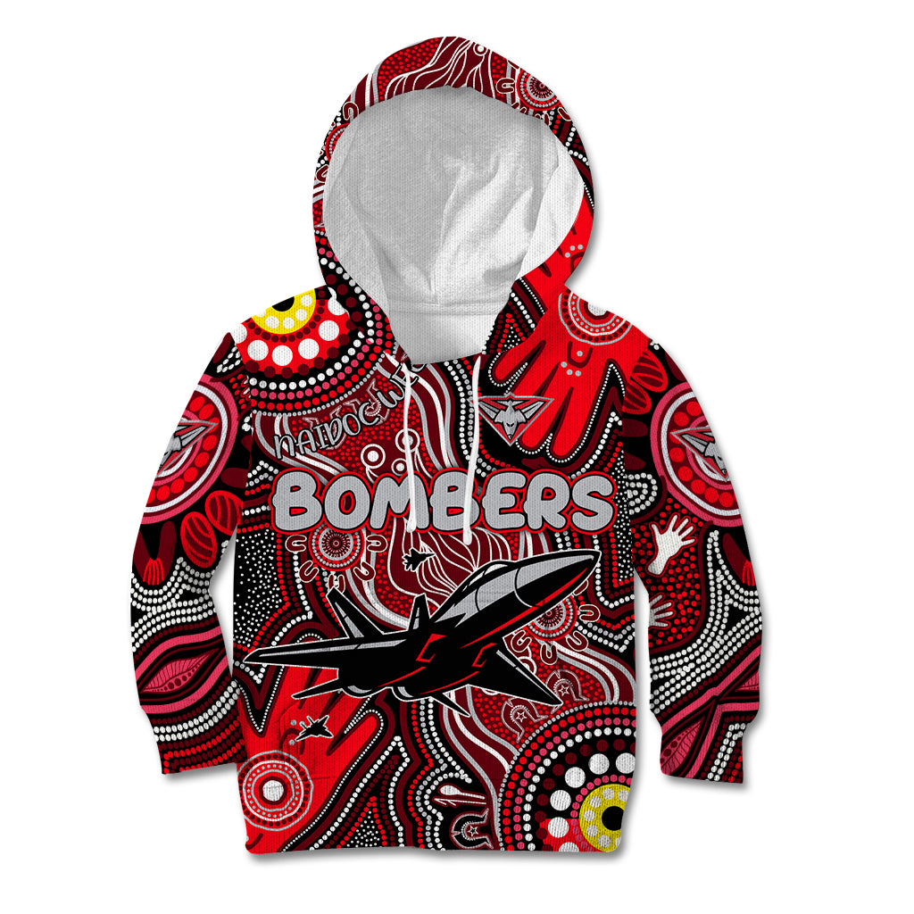 Personalised NAIDOC Week 2024 Essendon Bombers Kid Hoodie Australian Aboriginal Hand Painting