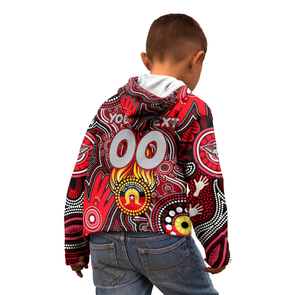 Personalised NAIDOC Week 2024 Essendon Bombers Kid Hoodie Australian Aboriginal Hand Painting