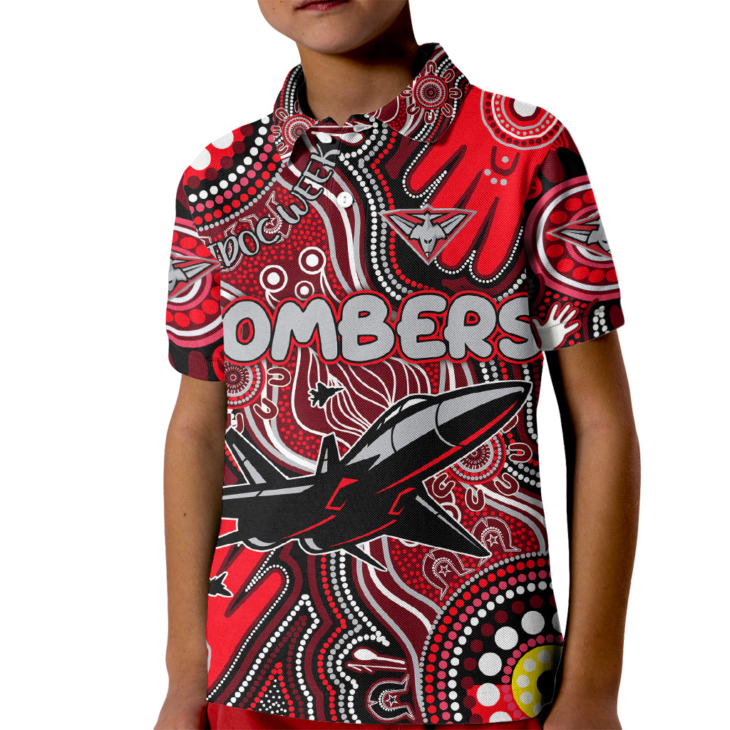 Personalised NAIDOC Week 2024 Essendon Bombers Kid Polo Shirt Australian Aboriginal Hand Painting