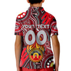 Personalised NAIDOC Week 2024 Essendon Bombers Kid Polo Shirt Australian Aboriginal Hand Painting