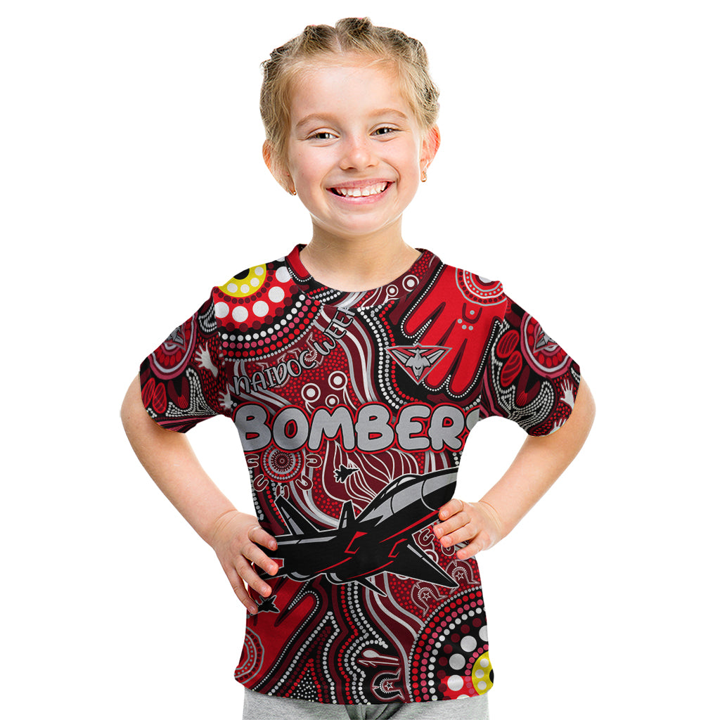 Personalised NAIDOC Week 2024 Essendon Bombers Kid T Shirt Australian Aboriginal Hand Painting