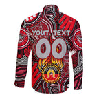 Personalised NAIDOC Week 2024 Essendon Bombers Long Sleeve Button Shirt Australian Aboriginal Hand Painting
