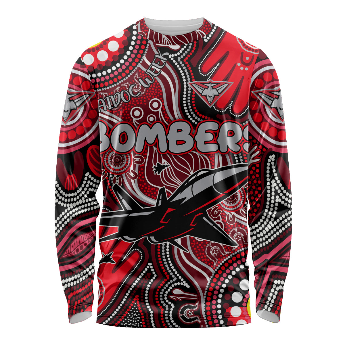 Personalised NAIDOC Week 2024 Essendon Bombers Long Sleeve Shirt Australian Aboriginal Hand Painting