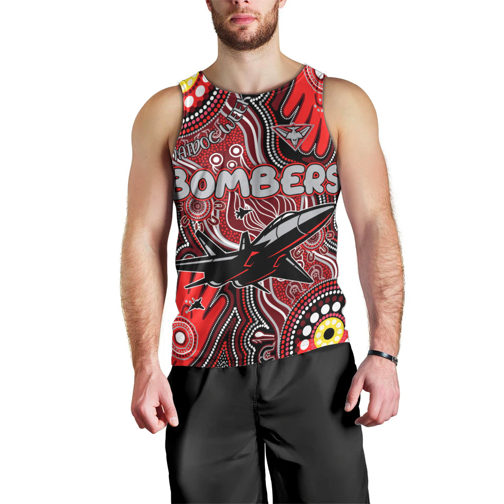 Personalised NAIDOC Week 2024 Essendon Bombers Men Tank Top Australian Aboriginal Hand Painting