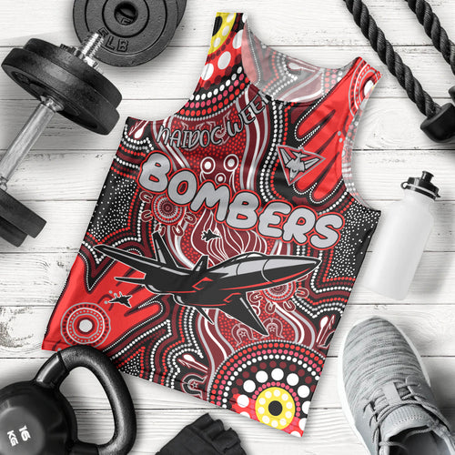 Personalised NAIDOC Week 2024 Essendon Bombers Men Tank Top Australian Aboriginal Hand Painting