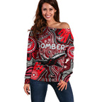 Personalised NAIDOC Week 2024 Essendon Bombers Off Shoulder Sweater Australian Aboriginal Hand Painting