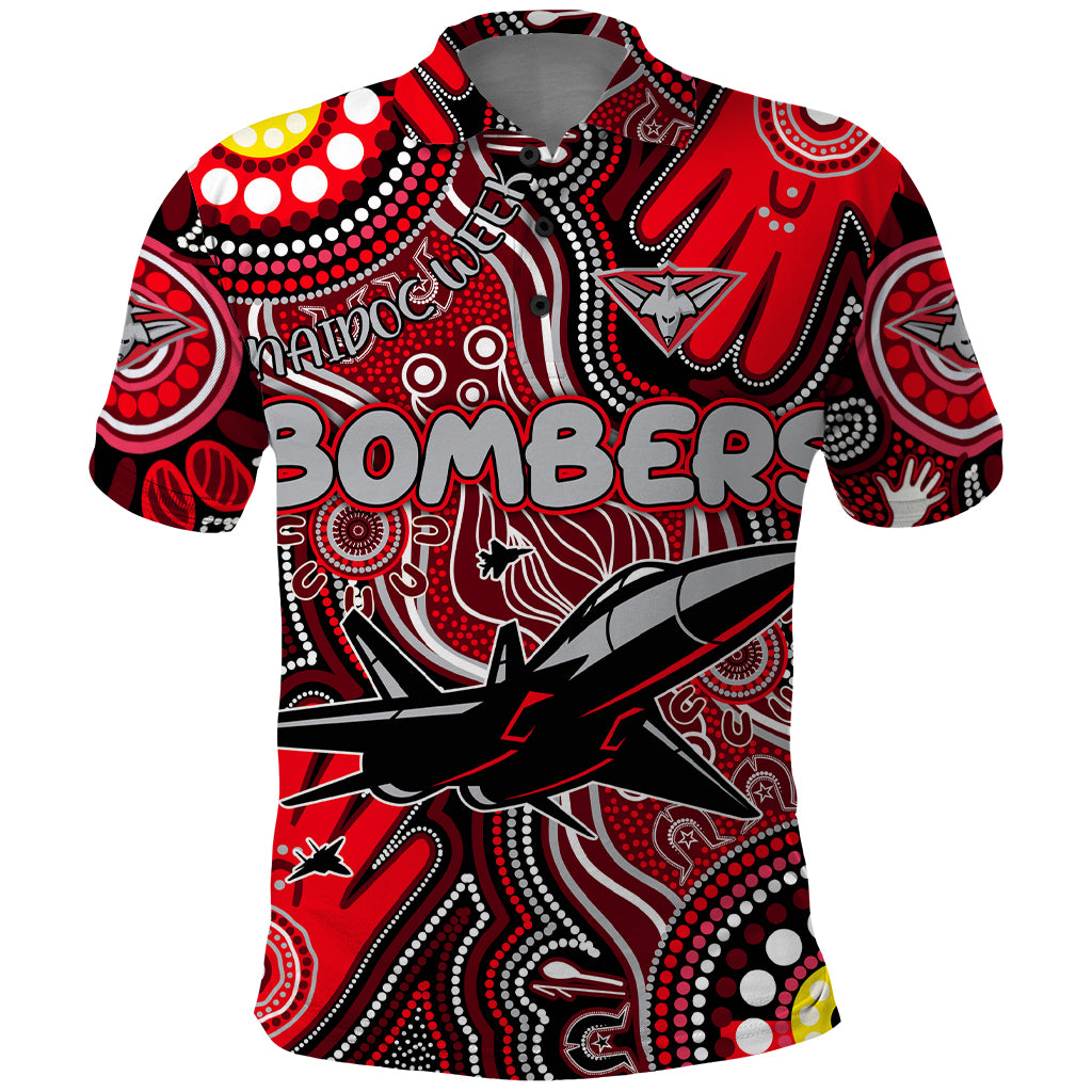 Personalised NAIDOC Week 2024 Essendon Bombers Polo Shirt Australian Aboriginal Hand Painting