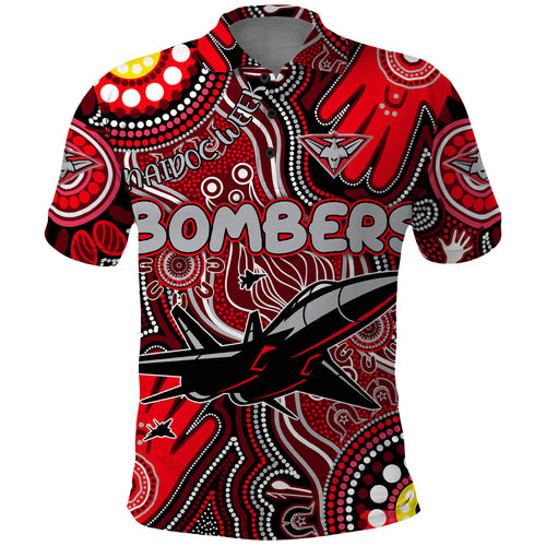 Personalised NAIDOC Week 2024 Essendon Bombers Polo Shirt Australian Aboriginal Hand Painting