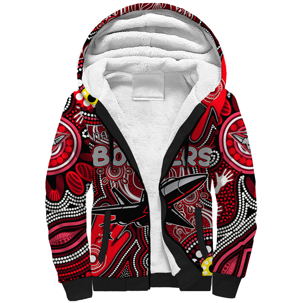 Personalised NAIDOC Week 2024 Essendon Bombers Sherpa Hoodie Australian Aboriginal Hand Painting
