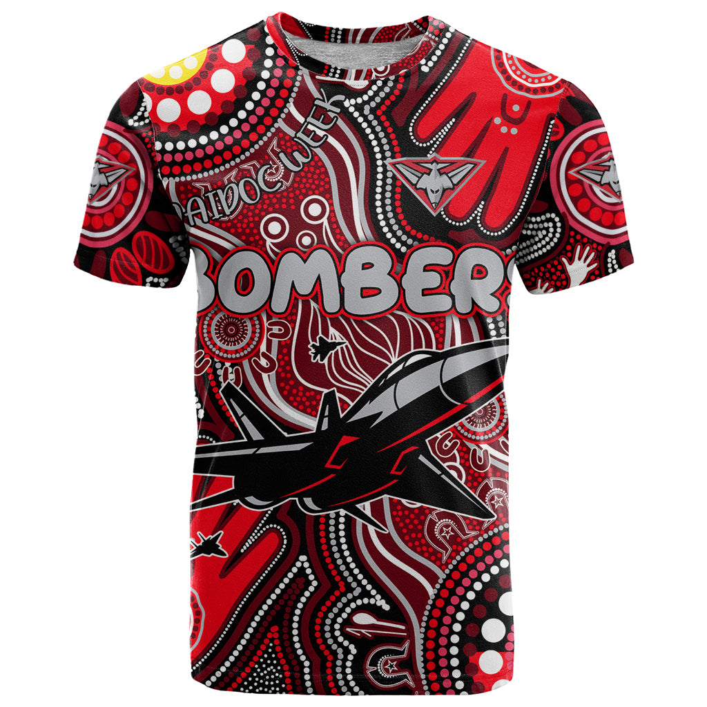 Personalised NAIDOC Week 2024 Essendon Bombers T Shirt Australian Aboriginal Hand Painting