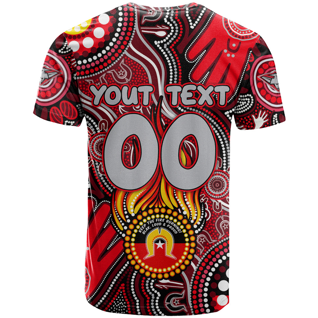 Personalised NAIDOC Week 2024 Essendon Bombers T Shirt Australian Aboriginal Hand Painting
