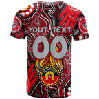 Personalised NAIDOC Week 2024 Essendon Bombers T Shirt Australian Aboriginal Hand Painting