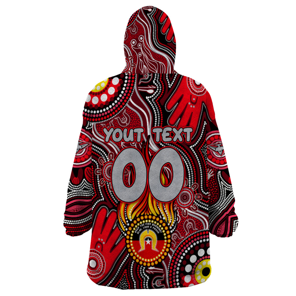 Personalised NAIDOC Week 2024 Essendon Bombers Wearable Blanket Hoodie Australian Aboriginal Hand Painting