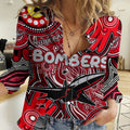 Personalised NAIDOC Week 2024 Essendon Bombers Women Casual Shirt Australian Aboriginal Hand Painting