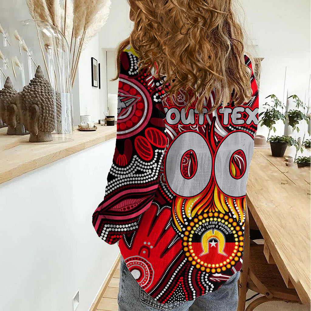 Personalised NAIDOC Week 2024 Essendon Bombers Women Casual Shirt Australian Aboriginal Hand Painting