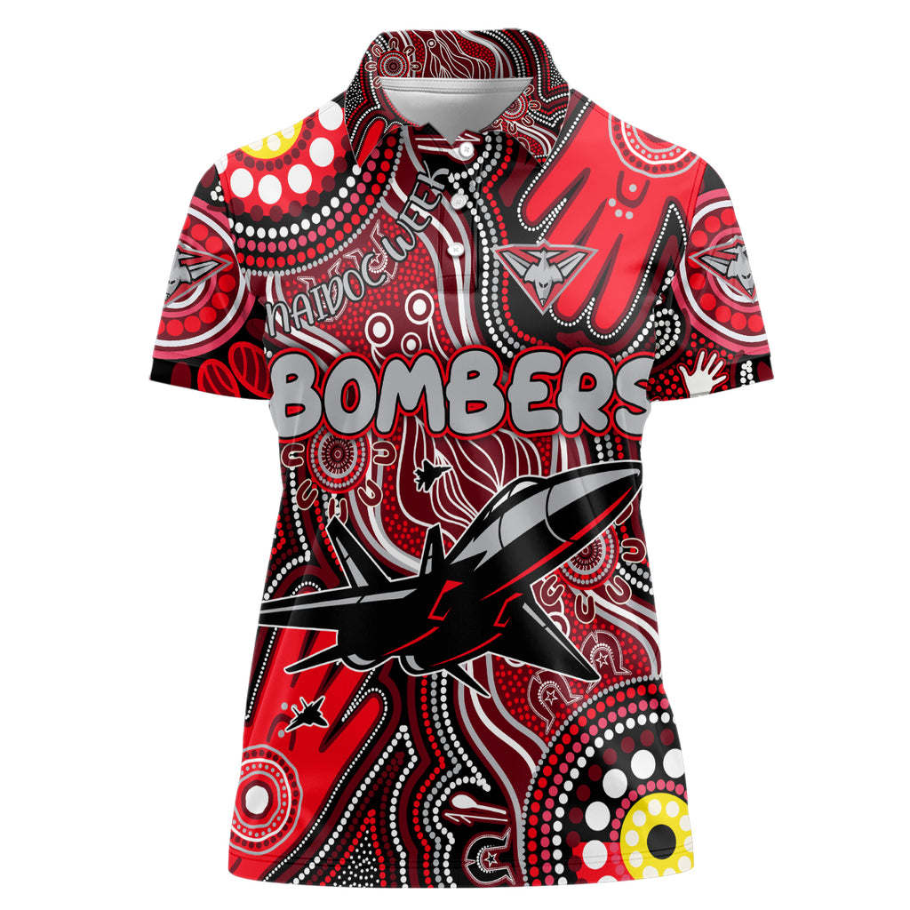 Personalised NAIDOC Week 2024 Essendon Bombers Women Polo Shirt Australian Aboriginal Hand Painting