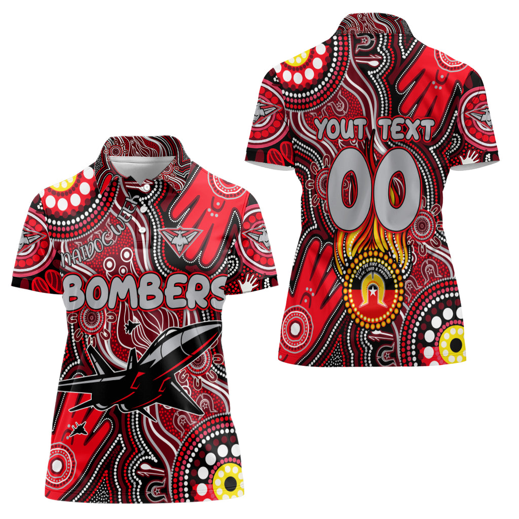 Personalised NAIDOC Week 2024 Essendon Bombers Women Polo Shirt Australian Aboriginal Hand Painting