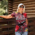 Personalised NAIDOC Week 2024 Essendon Bombers Women Polo Shirt Australian Aboriginal Hand Painting