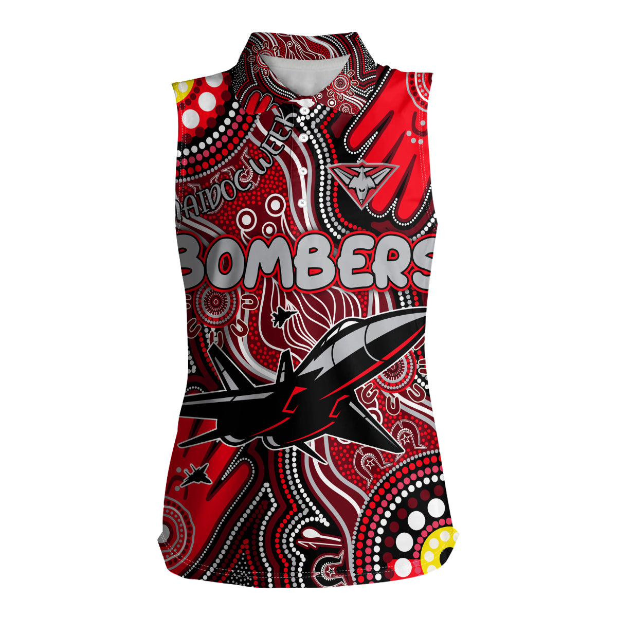 Personalised NAIDOC Week 2024 Essendon Bombers Women Sleeveless Polo Shirt Australian Aboriginal Hand Painting