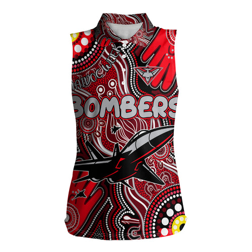 Personalised NAIDOC Week 2024 Essendon Bombers Women Sleeveless Polo Shirt Australian Aboriginal Hand Painting