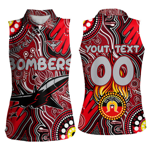 Personalised NAIDOC Week 2024 Essendon Bombers Women Sleeveless Polo Shirt Australian Aboriginal Hand Painting