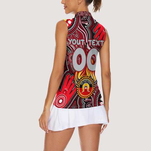 Personalised NAIDOC Week 2024 Essendon Bombers Women Sleeveless Polo Shirt Australian Aboriginal Hand Painting